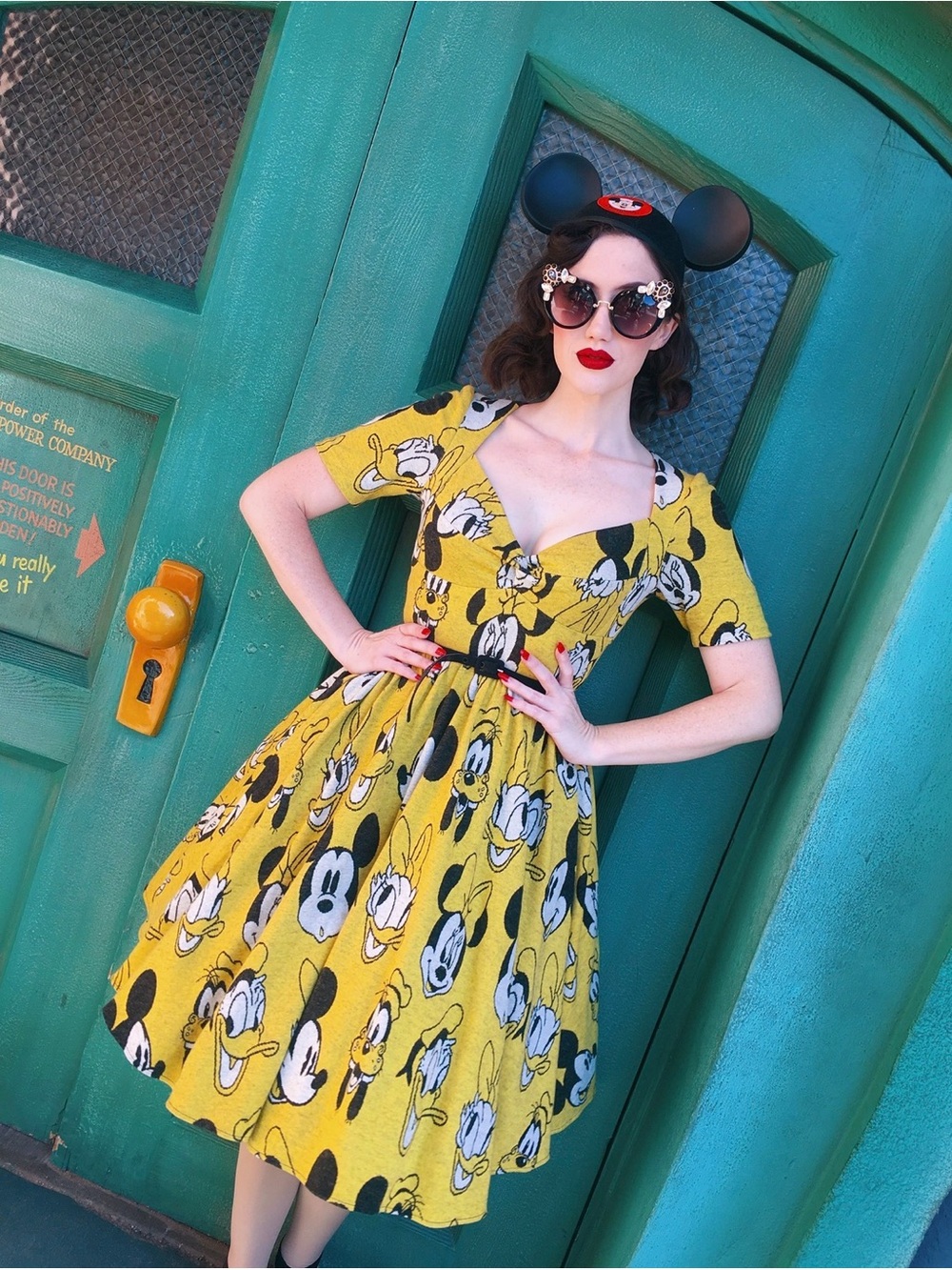 Yellow lena hoeschek Disney Character Fit-and-Flare Dress HTF DISNEY GRAIL